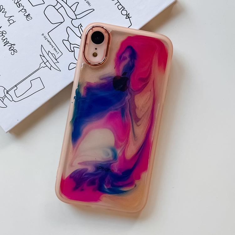 For iPhone XR Oil Painting Electroplating TPU Phone Case(Pink) - More iPhone Cases by PMC TechLife | Online Shopping South Africa | PMC TechLife