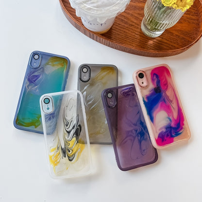 For iPhone XR Oil Painting Electroplating TPU Phone Case(Blue) - More iPhone Cases by PMC Jewellery | Online Shopping South Africa | PMC Jewellery