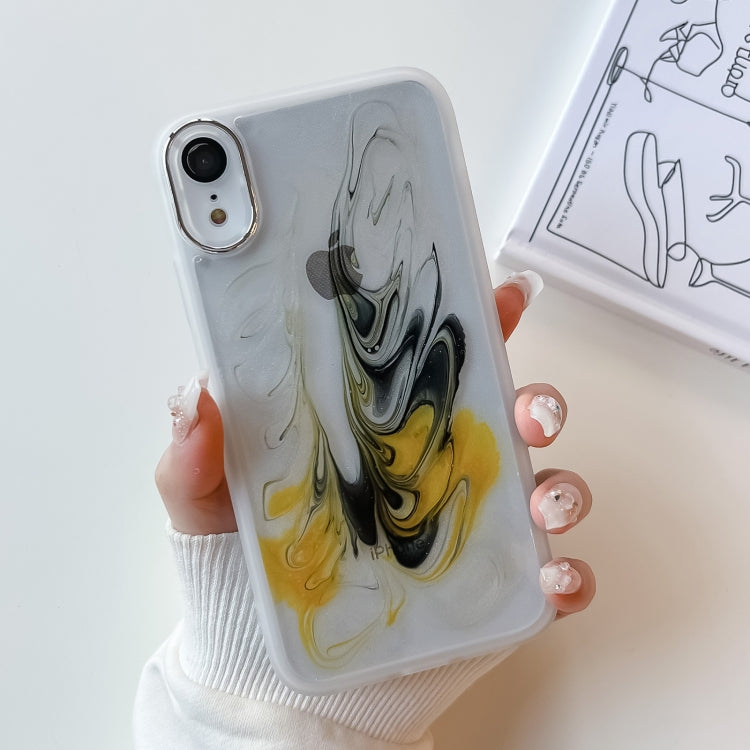 For iPhone XR Oil Painting Electroplating TPU Phone Case(White) - More iPhone Cases by PMC Jewellery | Online Shopping South Africa | PMC Jewellery