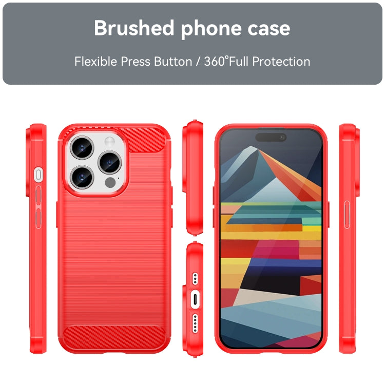 For iPhone 15 Pro Brushed Texture Carbon Fiber TPU Phone Case(Red) - iPhone 15 Pro Cases by PMC Jewellery | Online Shopping South Africa | PMC Jewellery