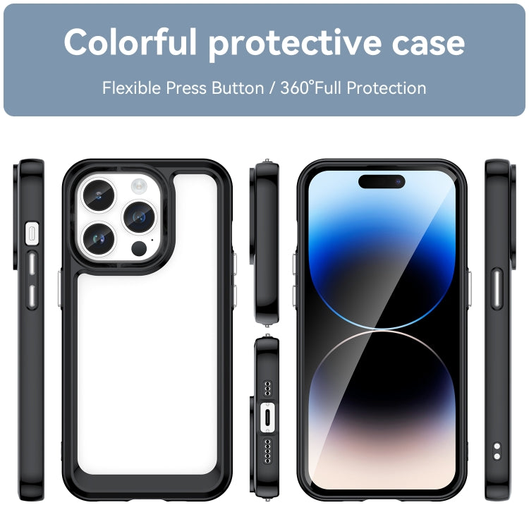 For iPhone 15 Pro Max Colorful Series Acrylic + TPU Phone Case(Black) - iPhone 15 Pro Max Cases by PMC TechLife | Online Shopping South Africa | PMC TechLife