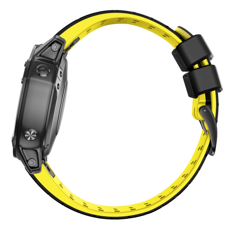 For Garmin Fenix 7 22mm Trapezoidal Quick Release Silicone Watch Band(Black Yellow) -  by PMC Jewellery | Online Shopping South Africa | PMC Jewellery