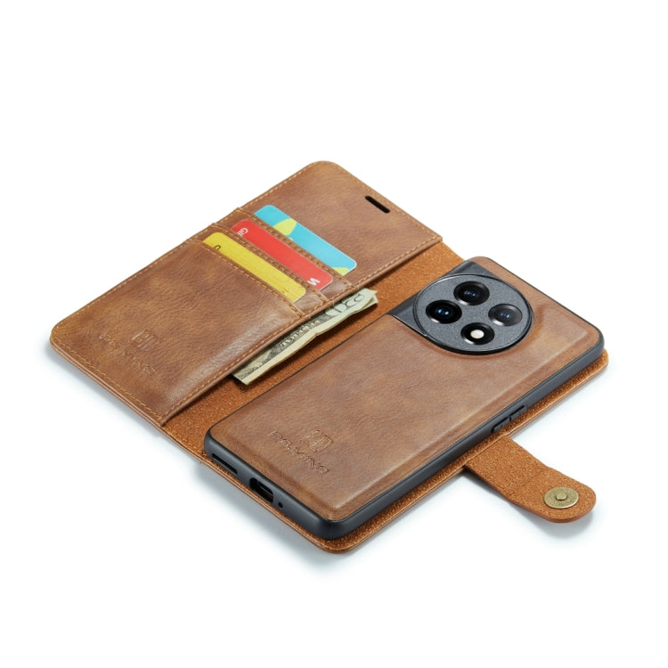 For OnePlus 11 DG.MING Crazy Horse Texture Detachable Magnetic Leather Case(Brown) - OnePlus Cases by DG.MING | Online Shopping South Africa | PMC Jewellery