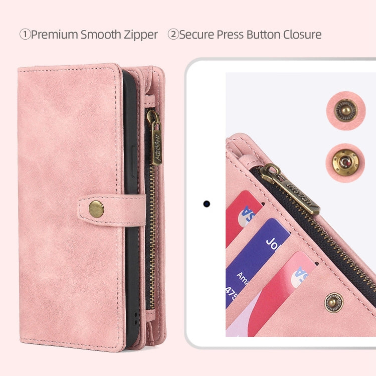For Samsung Galaxy S20+ Zipper Wallet Detachable MagSafe Leather Phone Case(Pink) - Galaxy Phone Cases by PMC TechLife | Online Shopping South Africa | PMC TechLife