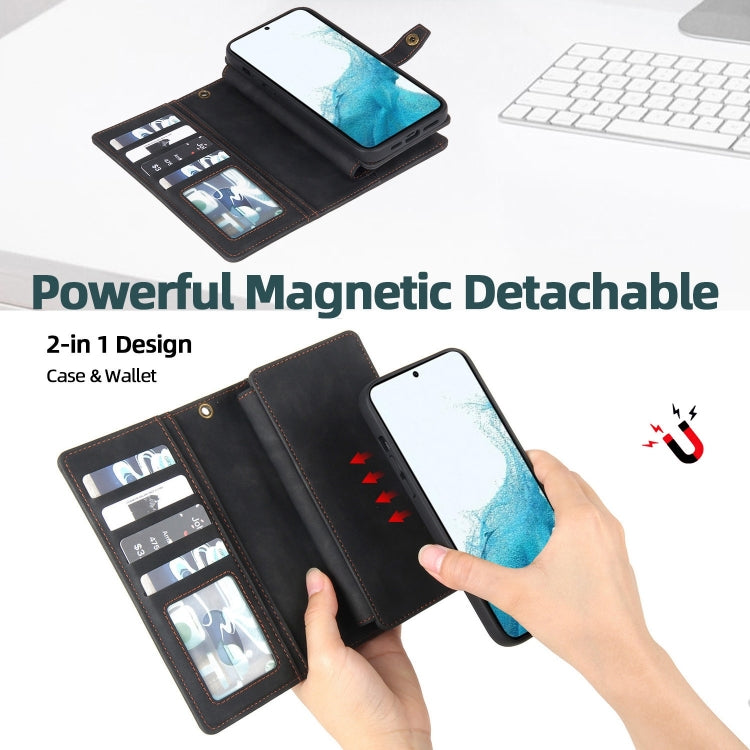 For Samsung Galaxy S10 Zipper Wallet Magnetic Detachable Leather Phone Case(Black) - Galaxy Phone Cases by PMC TechLife | Online Shopping South Africa | PMC TechLife | Buy Now Pay Later Mobicred