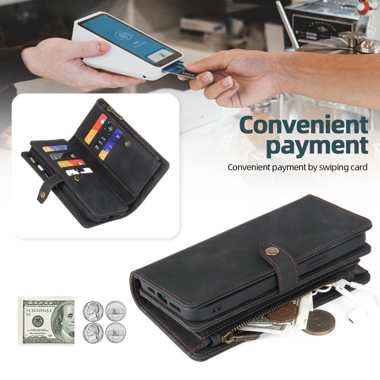 For Samsung Galaxy A51 4G Zipper Wallet Detachable MagSafe Leather Phone Case(Black) - Galaxy Phone Cases by PMC TechLife | Online Shopping South Africa | PMC TechLife