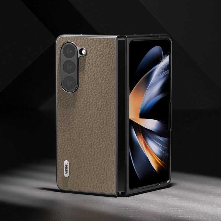 For Samsung Galaxy Z Fold5 ABEEL Genuine Leather Litchi Texture Phone Case(Grey) - free shipping - PMC TechLife - Order now!