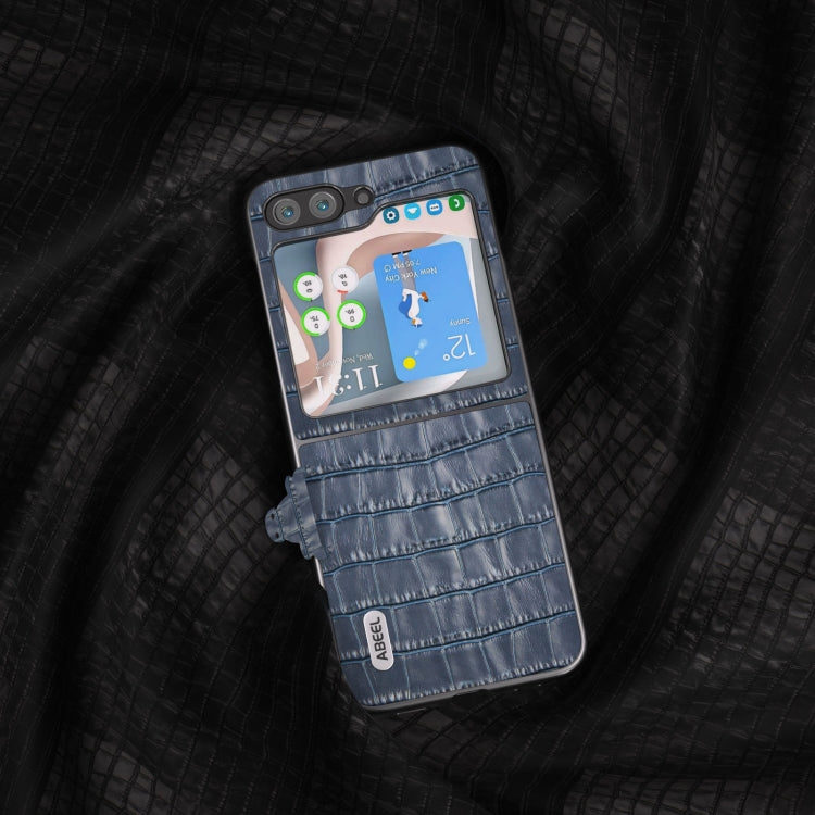 For Samsung Galaxy Z Flip5 ABEEL Crocodile Texture Genuine Leather Phone Case(Blue) - free shipping - PMC TechLife - Order now!
