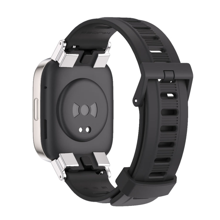 For Redmi Watch 3 Mijobs Flat Hole Breathable TPU Watch Band(Black+Silver) -  by MIJOBS | Online Shopping South Africa | PMC Jewellery