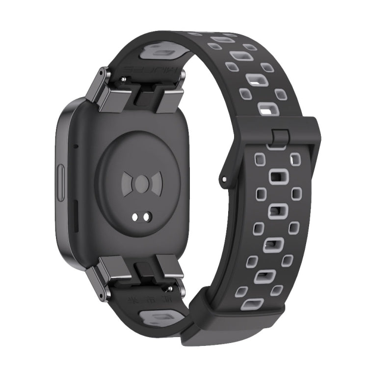 For Redmi Watch 3 Mijobs Square Hole Breathable TPU Watch Band(Black Grey) - Watch Bands by MIJOBS | Online Shopping South Africa | PMC TechLife | Buy Now Pay Later Mobicred