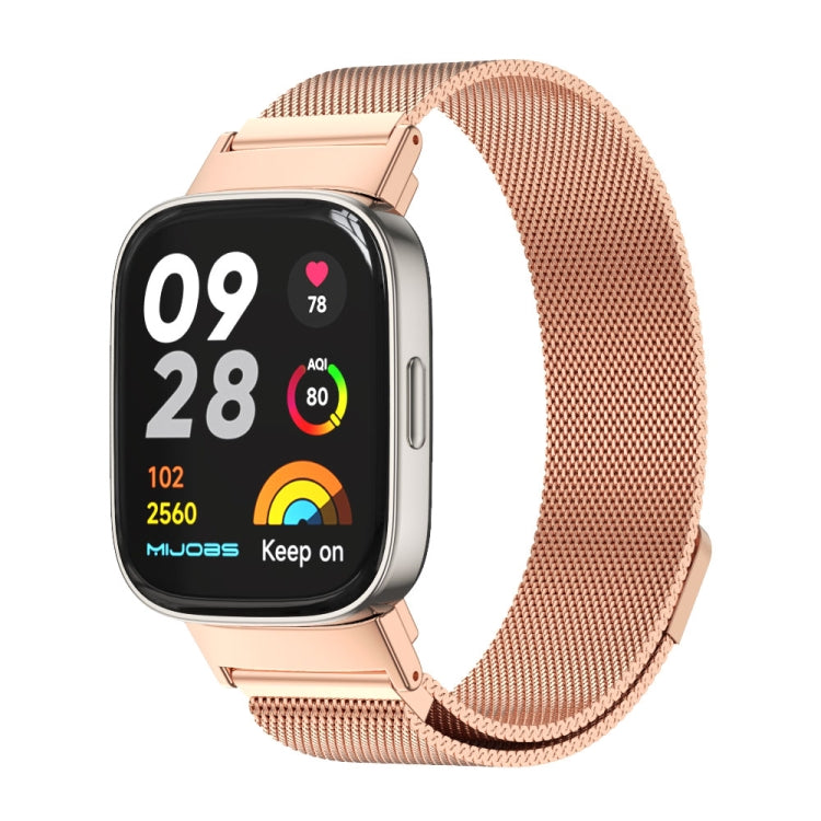 For Redmi Watch 3 Mijobs Milan Magnetic Metal Watch Band(Rose Gold) - Watch Bands by MIJOBS | Online Shopping South Africa | PMC Jewellery | Buy Now Pay Later Mobicred