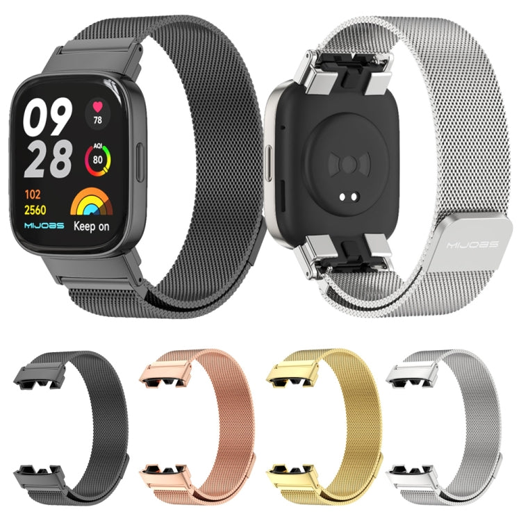 For Redmi Watch 3 Mijobs Milan Magnetic Metal Watch Band(Rose Gold) - Watch Bands by MIJOBS | Online Shopping South Africa | PMC Jewellery | Buy Now Pay Later Mobicred