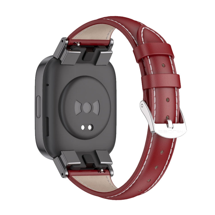 For Redmi Watch 3 Mijobs Genuine Leather Slim Watch Band(Red Black) -  by MIJOBS | Online Shopping South Africa | PMC Jewellery