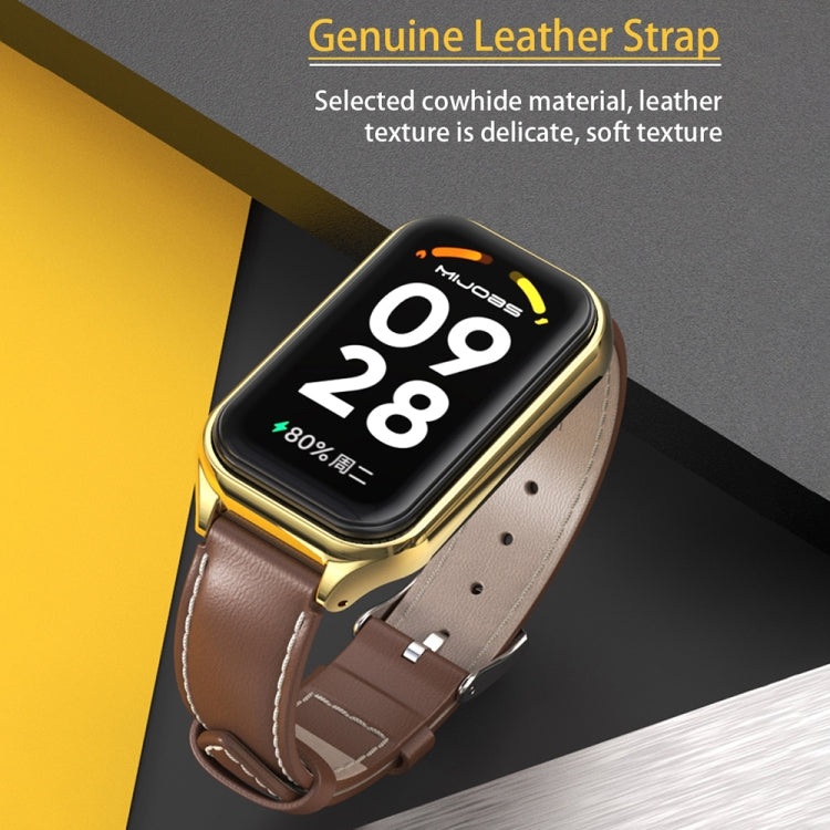 For Xiaomi Smart Band 8 Active / Redmi Band 2 Mijobs Metal Shell Microfiber PU Leather Watch Band(White Silver) - free shipping - PMC TechLife - Order now!