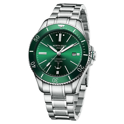 NORTH EDGE ANCHOR Men Outdoor 100m Waterproof Mechanical Watch(Green) - Metal Strap Watches by NORTH EDGE | Online Shopping South Africa | PMC Jewellery | Buy Now Pay Later Mobicred