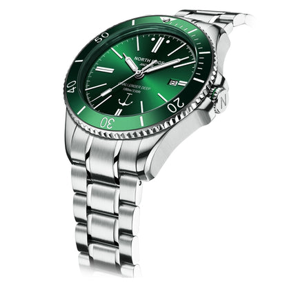 NORTH EDGE ANCHOR Men Outdoor 100m Waterproof Mechanical Watch(Green) - Metal Strap Watches by NORTH EDGE | Online Shopping South Africa | PMC Jewellery | Buy Now Pay Later Mobicred