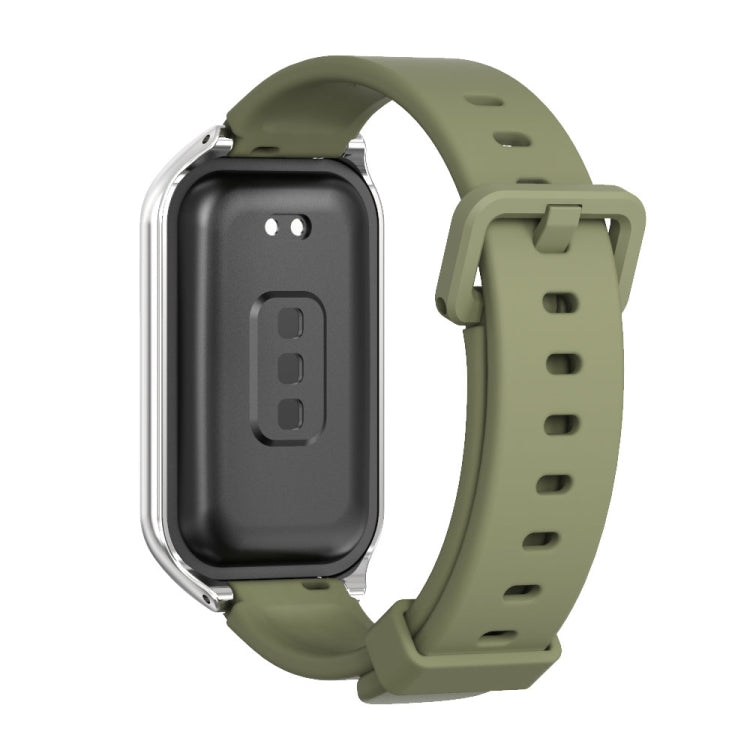 For Redmi Band 2 Mijobs Metal Shell Silicone Watch Band(Army Green Silver) -  by MIJOBS | Online Shopping South Africa | PMC Jewellery