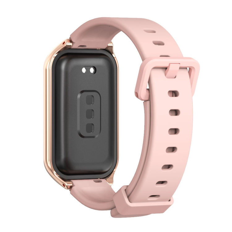 For Redmi Band 2 Mijobs Metal Shell Silicone Watch Band(Pink Rose Gold) -  by MIJOBS | Online Shopping South Africa | PMC Jewellery