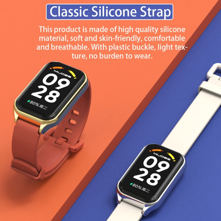 For Xiaomi Smart Band 8 Active / Redmi Band 2 Mijobs Metal Shell Silicone Watch Band(Black) - Watch Bands by MIJOBS | Online Shopping South Africa | PMC TechLife | Buy Now Pay Later Mobicred