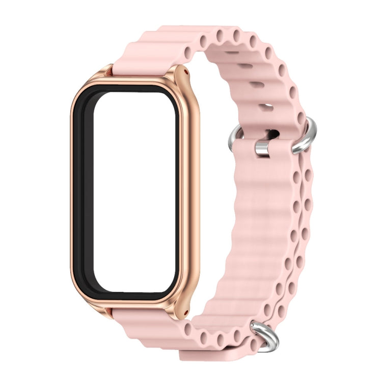 For Redmi Band 2 Mijobs Metal Shell Ocean Silicone Watch Band(Pink Rose Gold) -  by MIJOBS | Online Shopping South Africa | PMC Jewellery