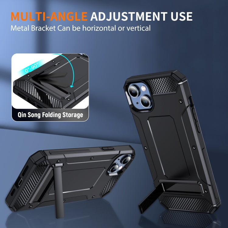 For iPhone 15 Matte Holder Phone Case(Black) - iPhone 15 Cases by PMC TechLife | Online Shopping South Africa | PMC TechLife | Buy Now Pay Later Mobicred