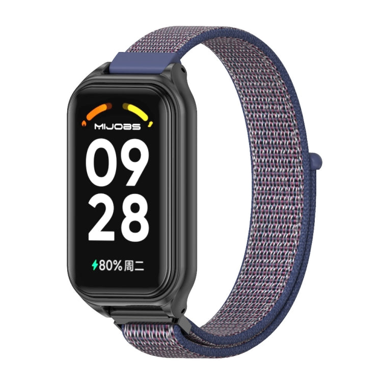 For Redmi Band 2 Mijobs Metal Shell Breathable Nylon Loop Watch Band(Midnight Blue Black) -  by MIJOBS | Online Shopping South Africa | PMC Jewellery