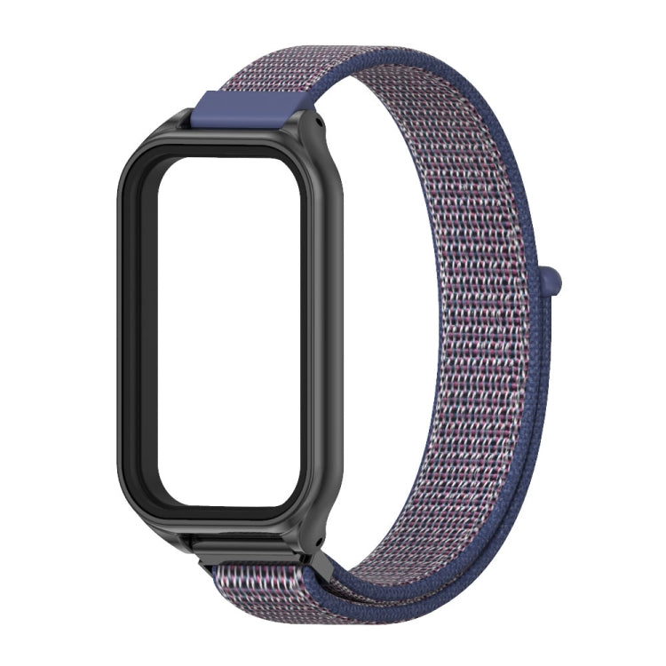 For Xiaomi Smart Band 8 Active / Redmi Band 2 Mijobs Metal Shell Breathable Nylon Loop Watch Band(Midnight Blue Black) - Watch Bands by MIJOBS | Online Shopping South Africa | PMC TechLife | Buy Now Pay Later Mobicred