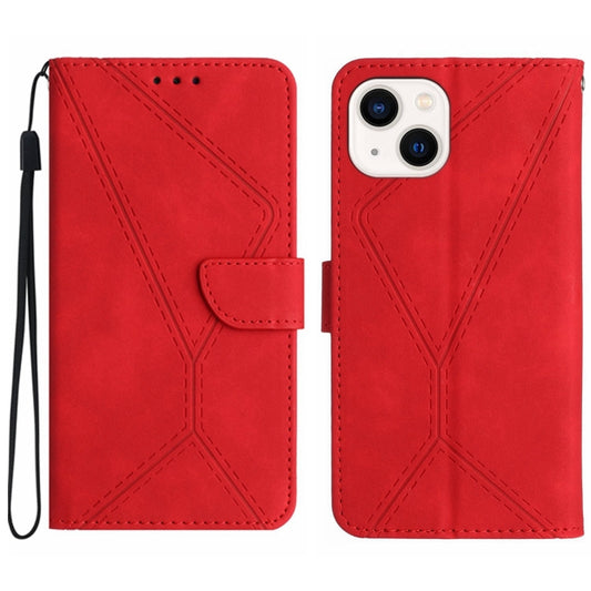 For iPhone 14 Stitching Embossed Leather Phone Case(Red) - iPhone 14 Cases by PMC Jewellery | Online Shopping South Africa | PMC Jewellery