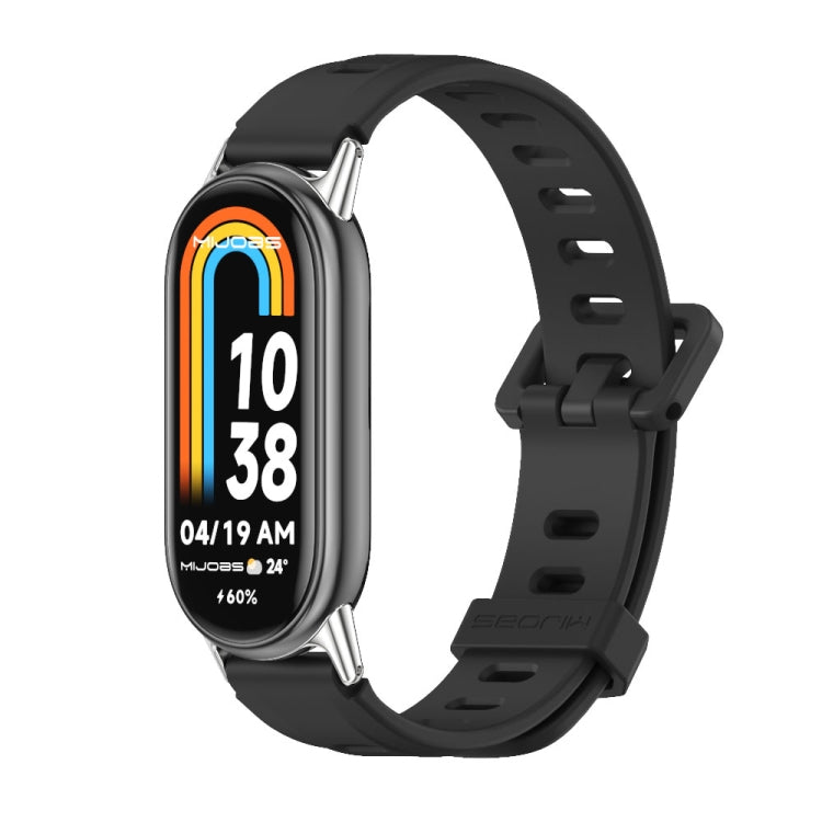 For Xiaomi Smart Band 10 / 9 / 8 Mijobs Flat Hole Breathable Silicone Watch Band(Black+Silver) - free shipping - PMC TechLife - Order now!