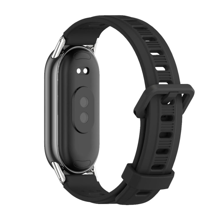 For Xiaomi Smart Band 10 / 9 / 8 Mijobs Flat Hole Breathable Silicone Watch Band(Black+Silver) - free shipping - PMC TechLife - Order now!