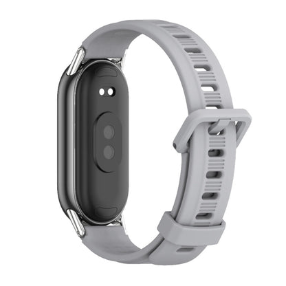 For Xiaomi Mi Band 8 Mijobs Flat Hole Breathable Silicone Watch Band(Grey+Silver) -  by MIJOBS | Online Shopping South Africa | PMC Jewellery