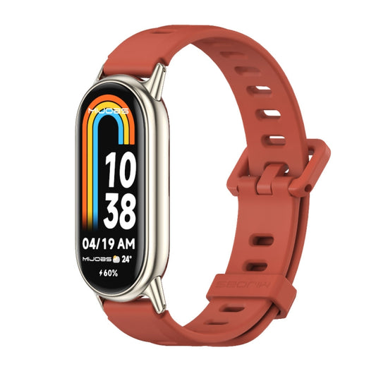 For Xiaomi Mi Band 8 Mijobs Flat Hole Breathable Silicone Watch Band(Orange+Light Gold) -  by MIJOBS | Online Shopping South Africa | PMC Jewellery