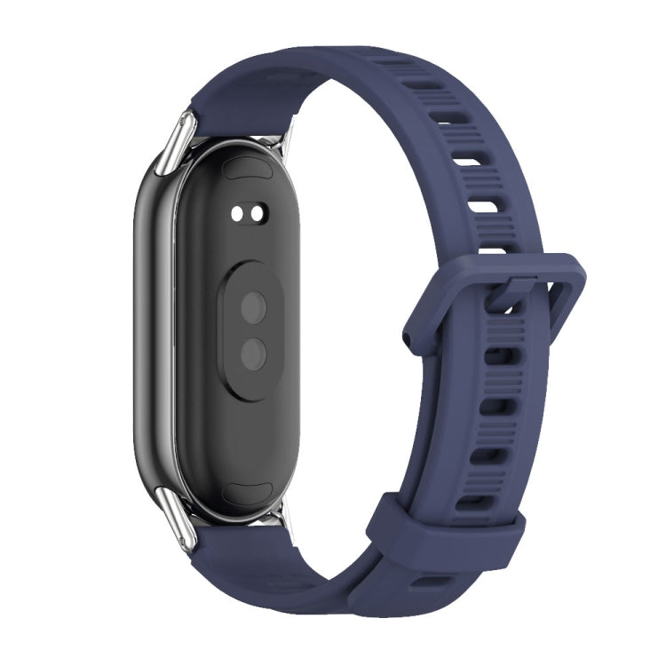 For Xiaomi Mi Band 8 / 9 / 9 NFC Mijobs Flat Hole Breathable Silicone Watch Band(Midnight Blue+Silver) - Watch Bands by MIJOBS | Online Shopping South Africa | PMC TechLife | Buy Now Pay Later Mobicred