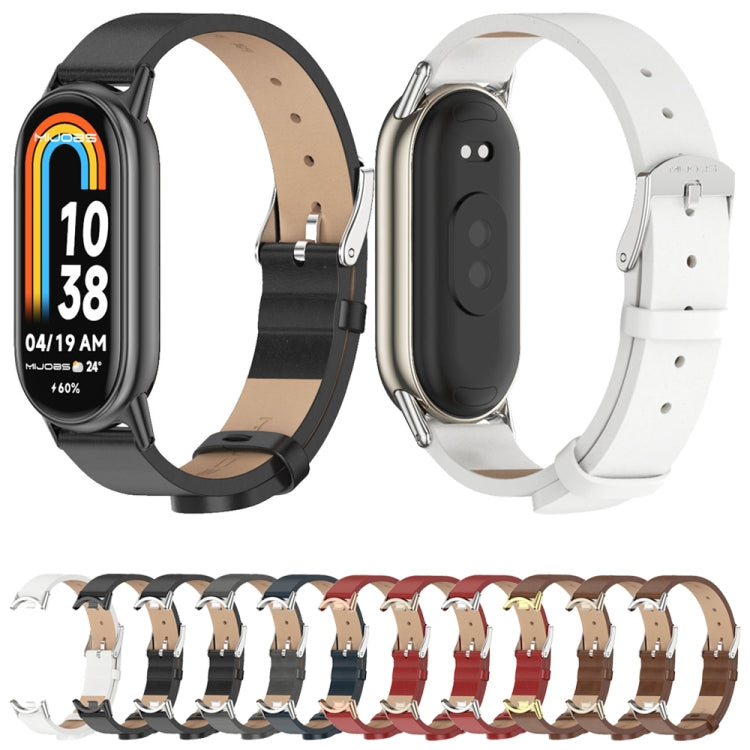 For Xiaomi Smart Band 10 / 9 / 8 Mijobs Microfiber PU Leather Watch Band(Red Silver) - free shipping - PMC TechLife - Order now!