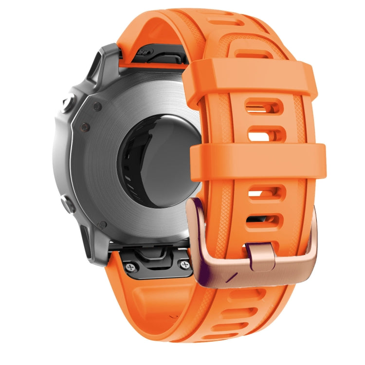 For Garmin Fenix 7S / 6S Pro / 5S Plus 20mm Rose Gold Buckle Silicone Watch Band(Orange) - Watch Bands by PMC Jewellery | Online Shopping South Africa | PMC Jewellery