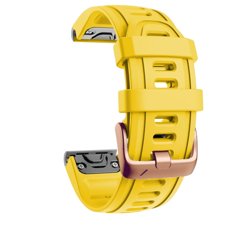 For Garmin Fenix 7S / 6S Pro / 5S Plus 20mm Rose Gold Buckle Silicone Watch Band(Yellow) - Watch Bands by PMC Jewellery | Online Shopping South Africa | PMC Jewellery