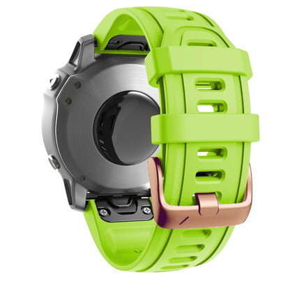 For Garmin Fenix 7S / 6S Pro / 5S Plus 20mm Rose Gold Buckle Silicone Watch Band(Green) - Watch Bands by PMC Jewellery | Online Shopping South Africa | PMC Jewellery