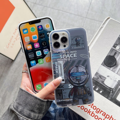 For iPhone 12 Pro Dual-side IMD Astronaut Frosted Phone Case(Black Gold) - iPhone 12 / 12 Pro Cases by PMC Jewellery | Online Shopping South Africa | PMC Jewellery