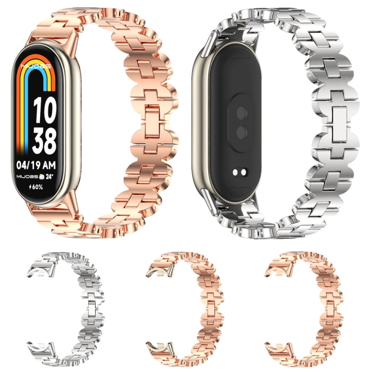 For Xiaomi Mi Band 8 / 9 / 9 NFC Mijobs Bone Chain Stainless Steel Watch Band(Silver) - Watch Bands by MIJOBS | Online Shopping South Africa | PMC TechLife | Buy Now Pay Later Mobicred