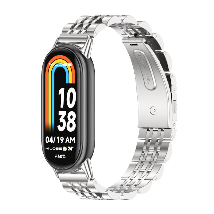 For Xiaomi Mi Band 8 Mijobs Seven Bead Stainless Steel Watch Band(Silver) -  by MIJOBS | Online Shopping South Africa | PMC Jewellery