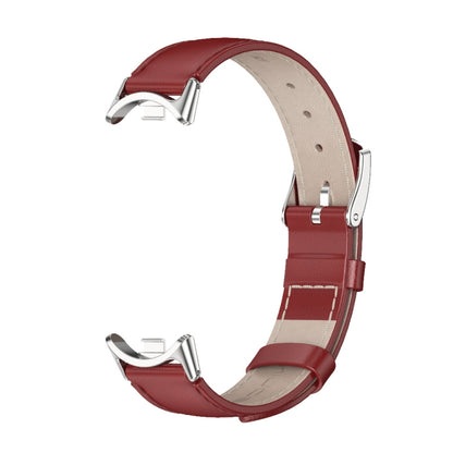 For Xiaomi Mi Band 8 Mijobs Genuine Leather Watch Band(Red Silver) -  by MIJOBS | Online Shopping South Africa | PMC Jewellery