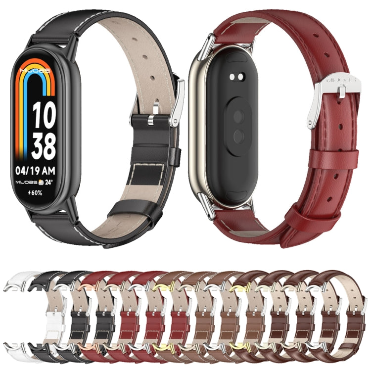 For Xiaomi Mi Band 8 / 9 / 9 NFC Mijobs Genuine Leather Watch Band(Bamboo Coffee Light Gold) - Watch Bands by MIJOBS | Online Shopping South Africa | PMC TechLife | Buy Now Pay Later Mobicred