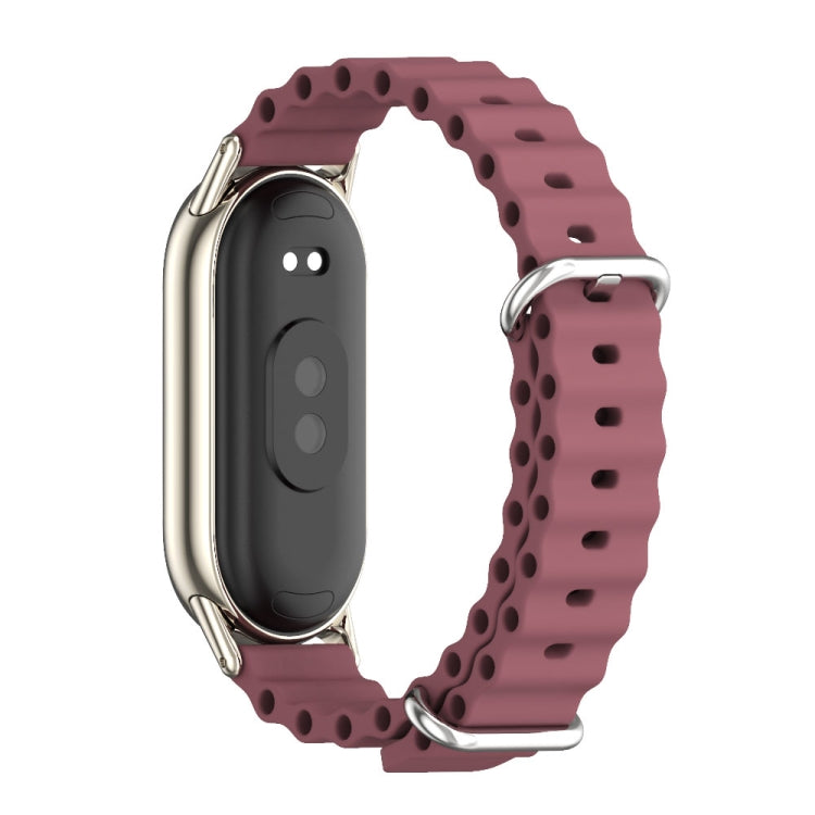 For Xiaomi Mi Band 8 Mijobs Marine Silicone Breathable Watch Band(Wine Red Light Gold) -  by MIJOBS | Online Shopping South Africa | PMC Jewellery