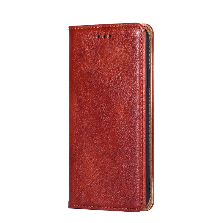 For Nokia C12 Gloss Oil Solid Color Magnetic Leather Phone Case(Brown) - Nokia Cases by PMC Jewellery | Online Shopping South Africa | PMC Jewellery