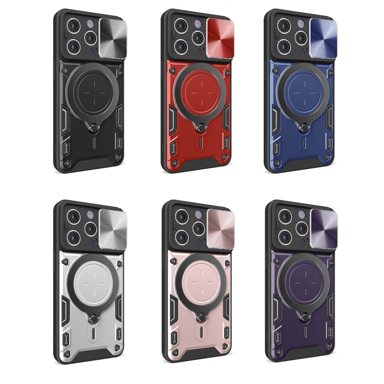 For iPhone 14 Pro CD Texture Sliding Camshield Magnetic Holder Phone Case(Blue) - free shipping - PMC TechLife - Order now!