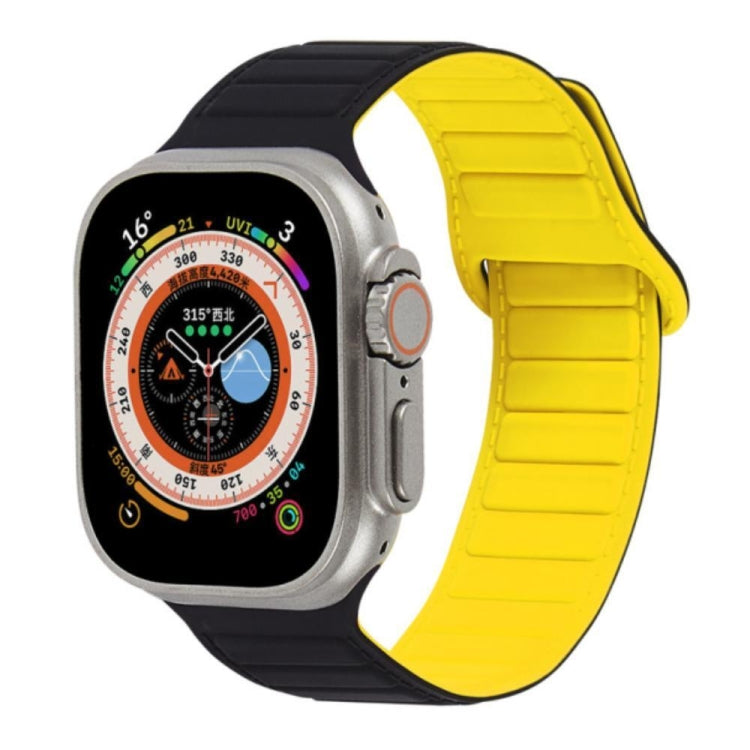 For Apple Watch 8 41mm Loop Magnetic Silicone Watch Band(Black Yellow) - Watch Bands by PMC TechLife | Online Shopping South Africa | PMC TechLife