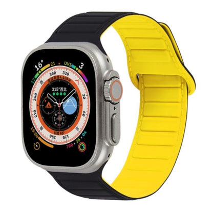 For Apple Watch 7 41mm Loop Magnetic Silicone Watch Band(Black Yellow) - Watch Bands by PMC Jewellery | Online Shopping South Africa | PMC Jewellery