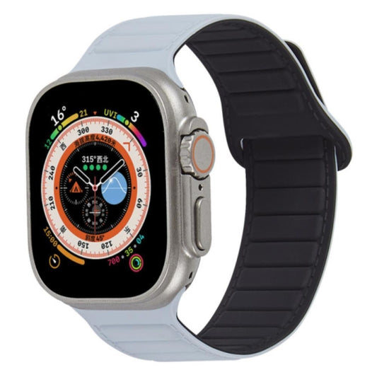 For Apple Watch SE 40mm Loop Magnetic Silicone Watch Band(Grey Black) - Watch Bands by PMC Jewellery | Online Shopping South Africa | PMC Jewellery