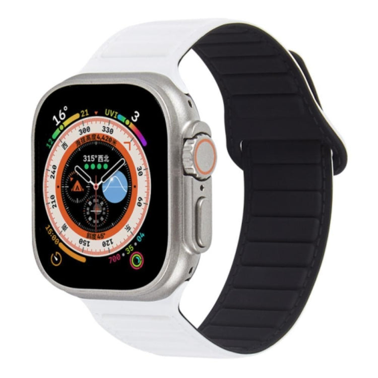 For Apple Watch SE 44mm Loop Magnetic Silicone Watch Band(White Black) - Watch Bands by PMC TechLife | Online Shopping South Africa | PMC TechLife