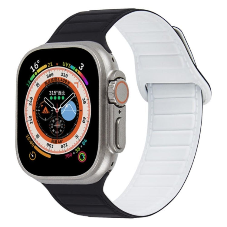 For Apple Watch SE 44mm Loop Magnetic Silicone Watch Band(Black White) - Watch Bands by PMC TechLife | Online Shopping South Africa | PMC TechLife
